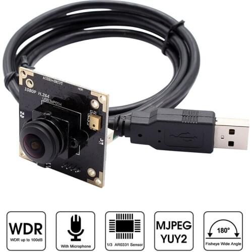 ELP Wide Angle 100dB USB Webcam 3megapixel H.264 WDR HDR USB Camera With Audio Recording