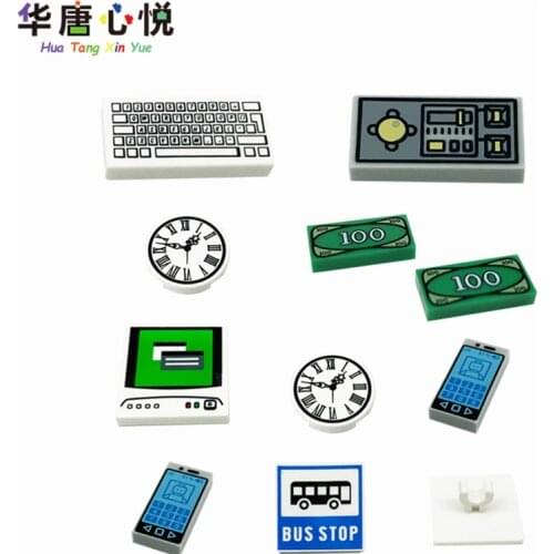 MOC City Series Hobby Toy For Children Clock Mobile Phone Printing Panel Keyboard Bus Stop Sign Cities Compatible Building Block