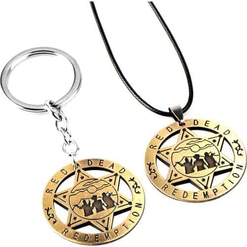 Game Red Dead Redemption 2 Keychain Necklace Metal Keyring Chain Pendant For Men Car Women Bag Jewelry keyring Holder
