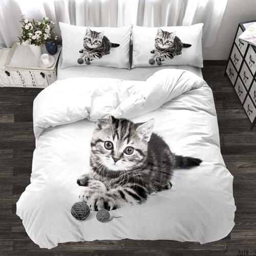 3D Cat Duvet Duvet Cover Set Kids Girls Bedclothes Decor Home Textiles Cute Black Cats Bed Sets Aniaml Horse Bedding Set