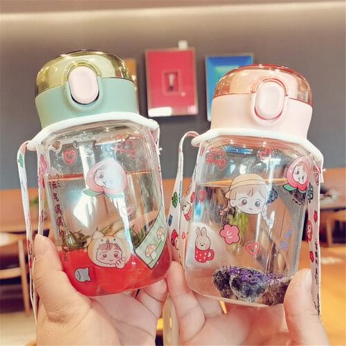 320ml Mini Plastic Portable Water Bottles for Drinking Cartoon Girls Tea Mug Deer Outdoor Sport Camping Supplies Coffee Mug