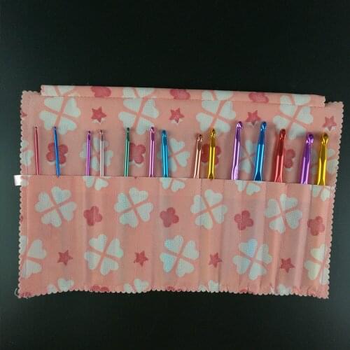 14PCS/Set Aluminum Crochet Hooks Yarn Knitting Needles Set Kit Multicolor 2mm-10mm Crochet Hook Handworking Tools
