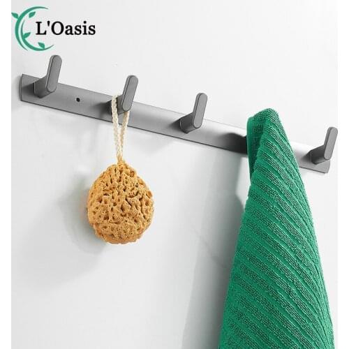 Stainless Steel Wall Mount Robe Rack Clothes Hanger Towel Holder 5 Hook Hardware Bathroom Accessories