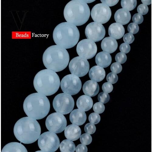 Natural Stone Blue Jades Baeds For Jewelry Making 4 6 8 10mm Charm Spacer Beads DIY Necklace Bracelet Accessories 15" Strand