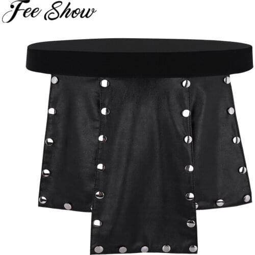 Mens Lingerie Sex Kilt Underwear Skirt Novelty Soft 6 Panel Leather Low Rise Metal Studded Kilt Underwear Skirt Hot Sexy Panties