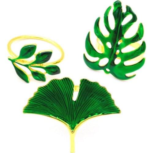 12 / PCS NEW Green gingko leaf napkin buckle leaf napkin ring napkin ring mouth napkin ring factory direct sales free shipping