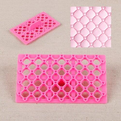 Heart Quilt Fondant Square Cutter Lattice Cake Decoration Cupcake Embossing Tool Embosser