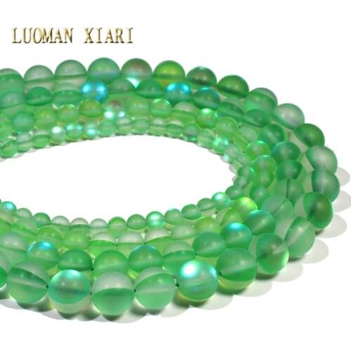 Wholesale Green Austria Crystal Synthesis Glitter Stone Beads For Jewelry Making DIY Bracelet Necklace 6/8/10/12 mm