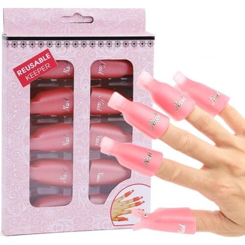 Kimcci 10 Pcs/Lot Plastic Nail Art Soak Off Cap Clip UV Gel Polish Remover Wrap Nail Tools Cleaner Soakers Set For Nails