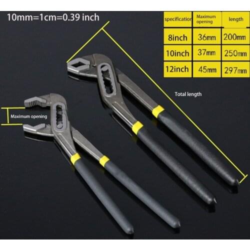 Water Pump Plier Quick Change Adjustable Multigrip Groove Joint Pliers Plumbing Clamp Tools with Non-Slip Rubber Handle