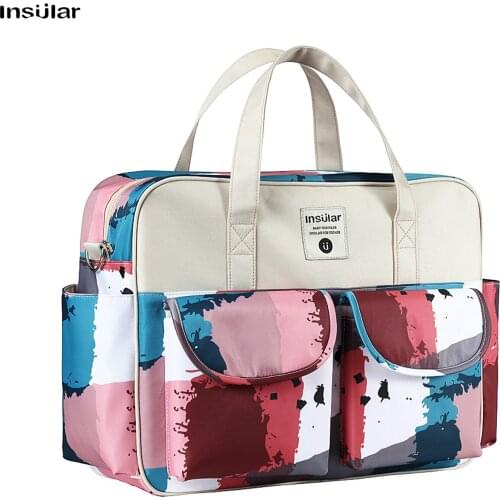 Insular Portable Baby Diaper Bag Handbag Mummy Bag Travel Bags Storage Pocket for Newborn Infant Necessities Supplements