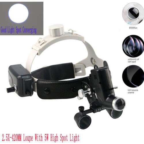 YUYO 3.5X420 Magnification Dental Tools Surgical Optical Glasses Magnifier Dental Loupes with LED Headlight 5w Head Lamp