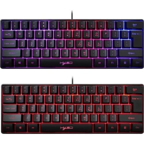 Wired Gaming Keyboard Mechanical Feeling Backlit Keyboard USB 61 Keycaps With RGB Backlight Russian Ganer Keyboard For PC Laptop