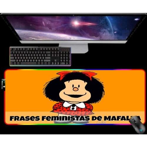 RGB Cartoon Mafalda Mouse Pad LED Mousepad Keyboard Pad XL Mause Pad Rubber No-slip with Backlit Tapis De Souris 25X35 Mouse Mat
