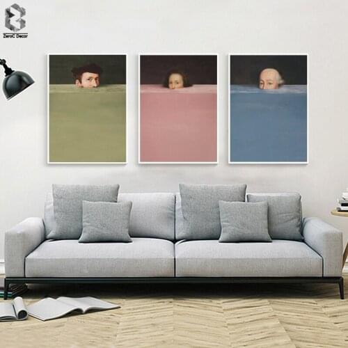 Nordic Abstract Handdraw Character Colorful Canvas Painting Vintage Poster Print Decor Wall Art Pictures For Living Room Bedroom