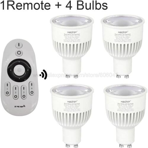 AC85-265V MiBoxer GU10 6W Color Temperature Adjustable Dual White(CW/WW) CCT LED Bulb FUT107 2.4G Wireless Remote / WiFi Control