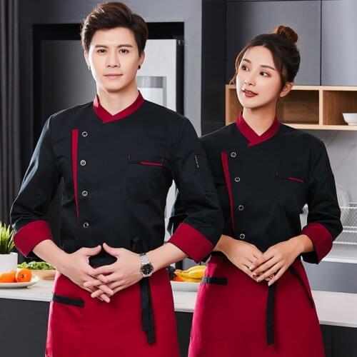 Chef Uniform Restaurant Unisex Short Long Sleeve Shirt Kitchen Baker Jacket Hat Apron Cook Work Clothes Men Women Waiter