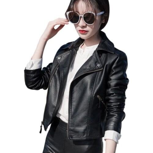 2019 Hot Sale Soft Faux Leather Jacket Women Brand New Autumn Winter Biker Jacket Short Basic Coat Zippers Outwear