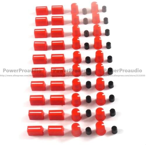 20PCS Rotary Knob+20PCS Fader Cap For Rane Mixer TTM 57 61 62 64 68 (Red)