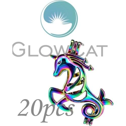 20x CC178 Rainbow Colors Capricorn Stone Beads Cage Jewelry Making Essential Oil Diffuser Pearl Cage Locket Pendant