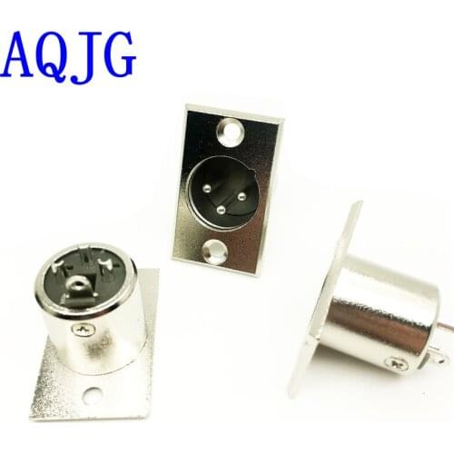 5pcs/lot metal 3pin XLR Male socket XLR microphone socket 3pin seat Audio socket AQJG