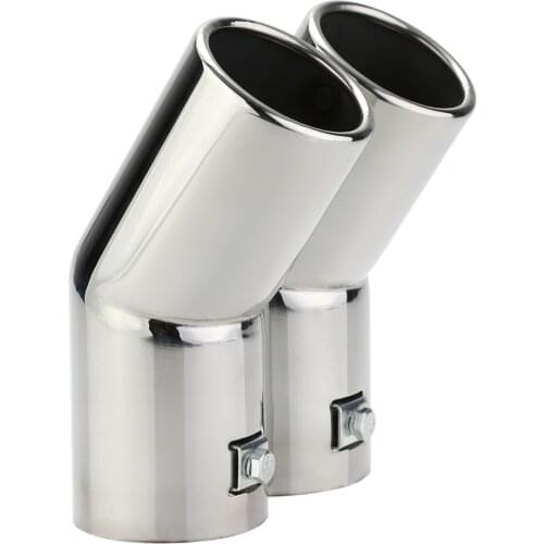 Car Tail Pipes Replacement Car Style Dual Pipe Stainless Steel Exhaust Tail Pipes Muffler Tips for VW Golf 4 Bora Jetta