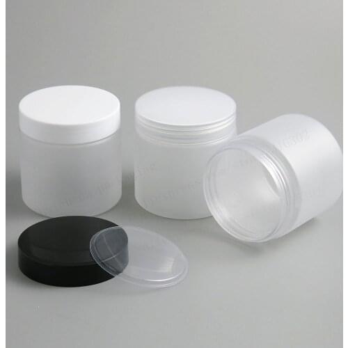 6.66 oz Frost Large Refillable PET Plastic jar with plastic cap 200ml 200cc Empty Cosmetic Containers pot Shampoo Jars 20pcs