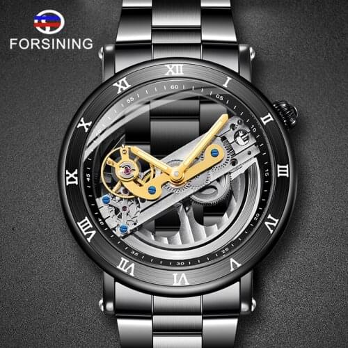 FORSINING Men Watch Skeleton Automatic Mechanical Male Clock Top Brand Luxury Sport Military Man Wristwatch relogio Masculino