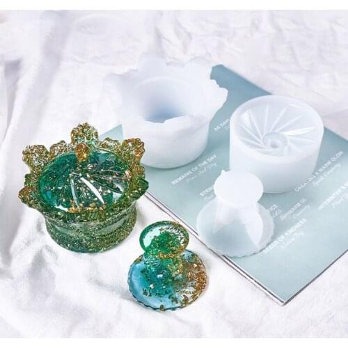 DIY Crystal Epoxy Resin Mold Crown Storage Box Organizer Casting Silicone Moul F3MF