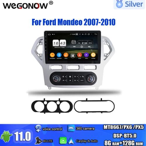 For Ford Mondeo 2007-2010 Wireless Carplay PX6 9" DSP IPS Android 10.0 4GB 64GB Car DVD Player GPS RDS Radio Wifi Bluetooth 5.0