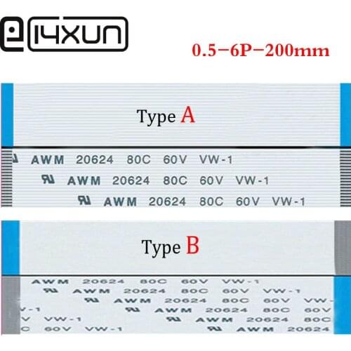 EClyxun 100pcs New FFC FPC flat flexible cable 0.5mm pitch 6 pin Length 200mm Type A/B Width 3.5mm Ribbon Flex Cable