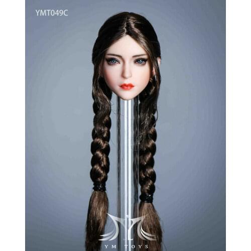 1/6 YMTOYS YMT049 Asia Girl Makeup Head Sculpt Black/Brown Hair Fit 12'' Female PH Action Figure