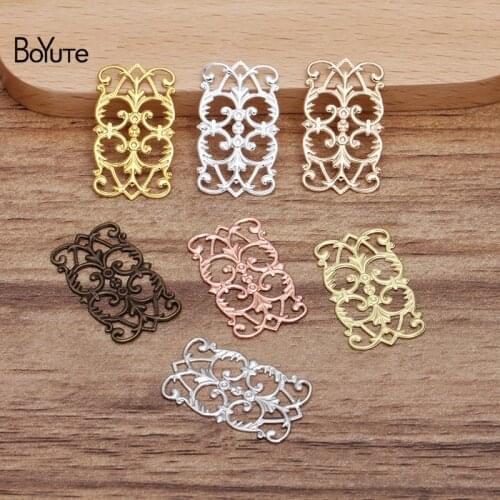 BoYuTe (100 Pieces/Lot) 15*25MM Metal Brass Flower Filigree Findings Diy Hand Made Vintage Jewelry Accessories Wholesale