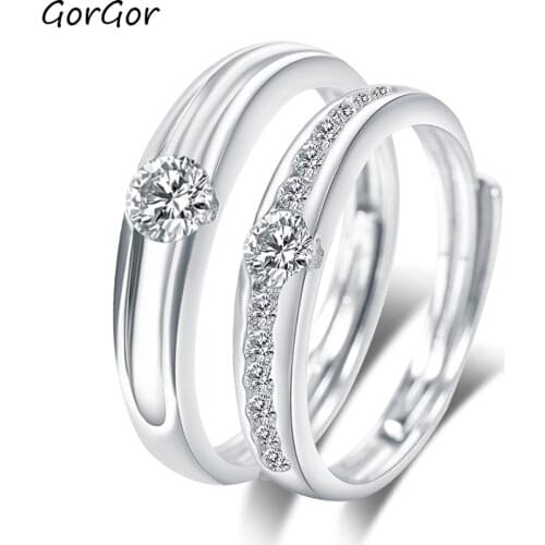 GorGor Rings Lovers The New 925 Sterling Pattern Platinum Plated Engagement Wedding Bands Exquisite Temperament Jewelry K135