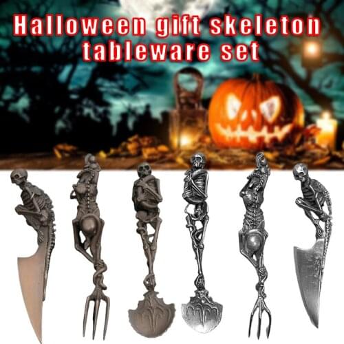 HOT Halloween Gift Skeletal Cutlery Sets Metal Tableware Holiday Party Desktop Decoration