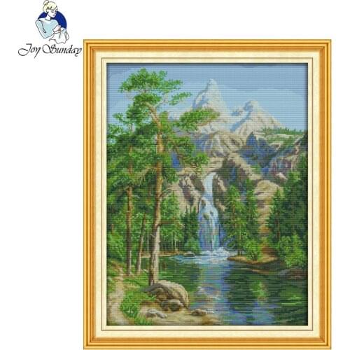 Joy sunday scenic style High mountain and flowing water popular cross stitch kit for house ornament
