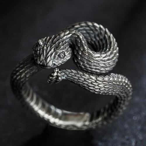 Personality Silver Plated Snake Ring for Motorcycle Party Punk Biker Ring Men Women Wedding Ring Domineering Hip Hop Jewelry