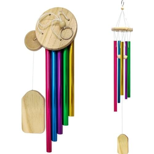 1pc Wind Chimes Colourful Wind Chime Indoor Outdoors With 5 Aluminum Tubes Wind Chime For Garden Frosted Aluminum Tubes 64*8.5cm