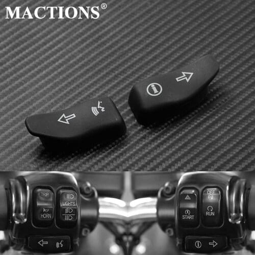Motorcycle Turn Signal Extension Caps Black Extended Cover Switch Button For Harley Touring Electra Glide Road Glide FLHX 16-19