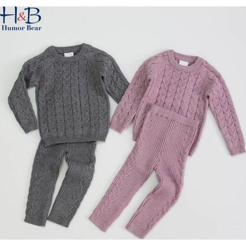Humor Bear BaGirls Boys Suit Fall Baby Boys Girls Clothing Sets Winter knitting Pullover Sweater+Pants Infant Boys Knit Tracksui