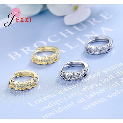 Fashion Small Round Circle Earrings 925 Sterling Silver Tiny Hoop Earrings For Women Girl Crystal Cubic Zirconia Jewelry Gift