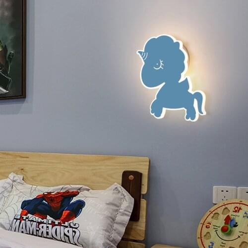 Cartoon Unicorn Wall Lamp LED Light for Bedroom Kids Room Decor Cute Animals Wall Lights Living Room Decoration Light