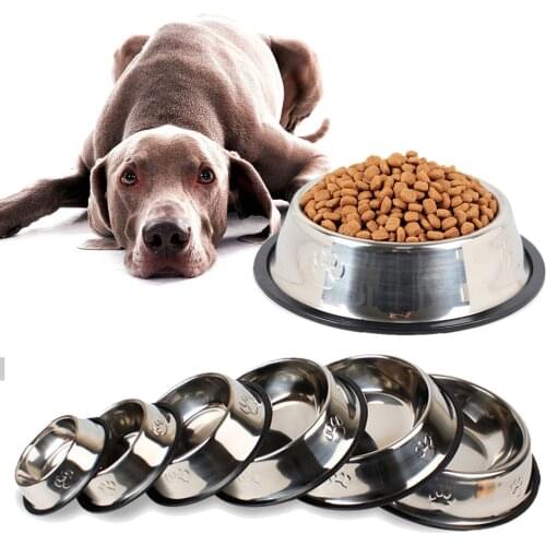 Stainless Steel Dog Cat Bowl Non-slip Durable Anti-fall Dogs Water Feeding Bowls for Small Medium Large Dogs Cat Puppy Food Dish