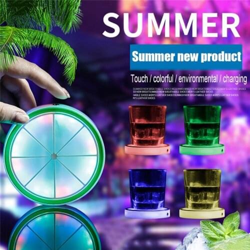 New Arrived!! LED Light Water Bottle Mat Coaster Anti-slip Mat Colorful Light Coaster Charging Type Coaster Bar Club Party