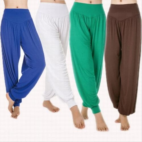 New Casual Loose Leisure Dance Long Pants Loose Sports Pants Soft Women Solid Bloomers Fitness Sports Yo Ga Pants 4 Colors