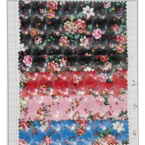 New colorful 3D flowers printed decoration synthetic PVC leather fabric wholesale faux leather material