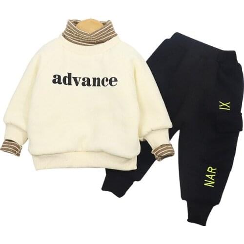 New Winter Baby Boys Girls Clothes Suit Children Fashion Thick T-Shirt Pants 2Pcs/Sets Toddler Casual Clothing Kids Tracksuits