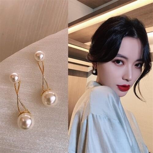Simple Style Simulated Pearl Earrings Hot Selling Double Sides Stud Earrings for Women Jewelry Boucle Doreille Femme