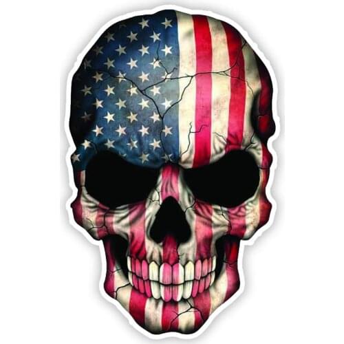 S50484 Various Sizes Personality PVC Decal Skeleton American Flag V4 Waterproof Car Sticker on Motorcycle Laptop Decorative