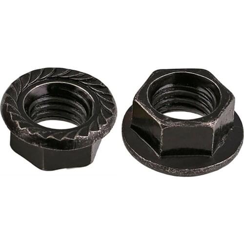 Hex Serrated Spinlock Flange Nuts M2 M3 M4 M5 M6 M8 M10 M12 Black Zinc Steel Hexagon Anti-skid Anti Slip Locknut Flower Nut
